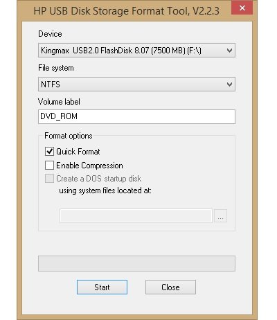 Утилита HP USB Disk Storage Format Tool