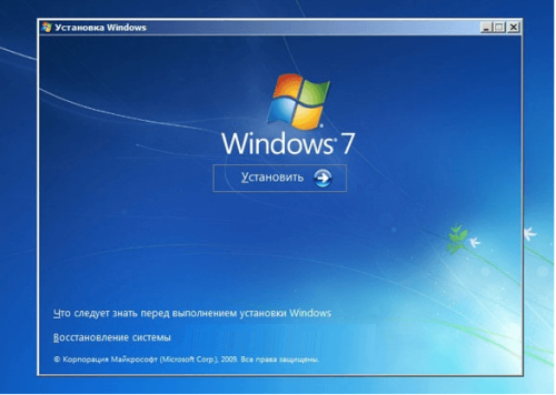 Установка Windows 7 Заставка