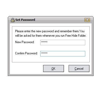 Окно установки пароля