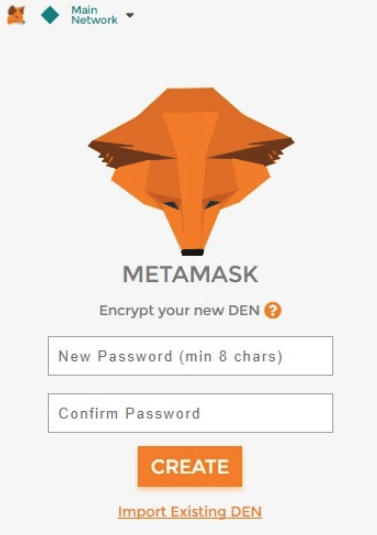 Создание пароля Metamask